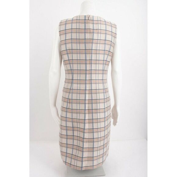 Lafayette 148 New York Womens Filmore Plaid Jojo Sheath Dress Sz 6 Tan Blue NWT - Picture 7 of 9